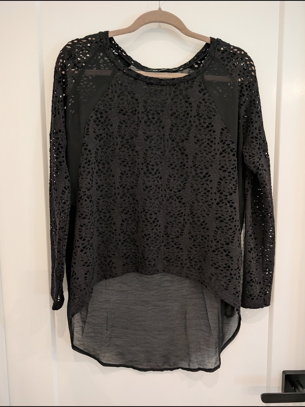 Ark & Co Black Crochet Lace High-Low Tunic